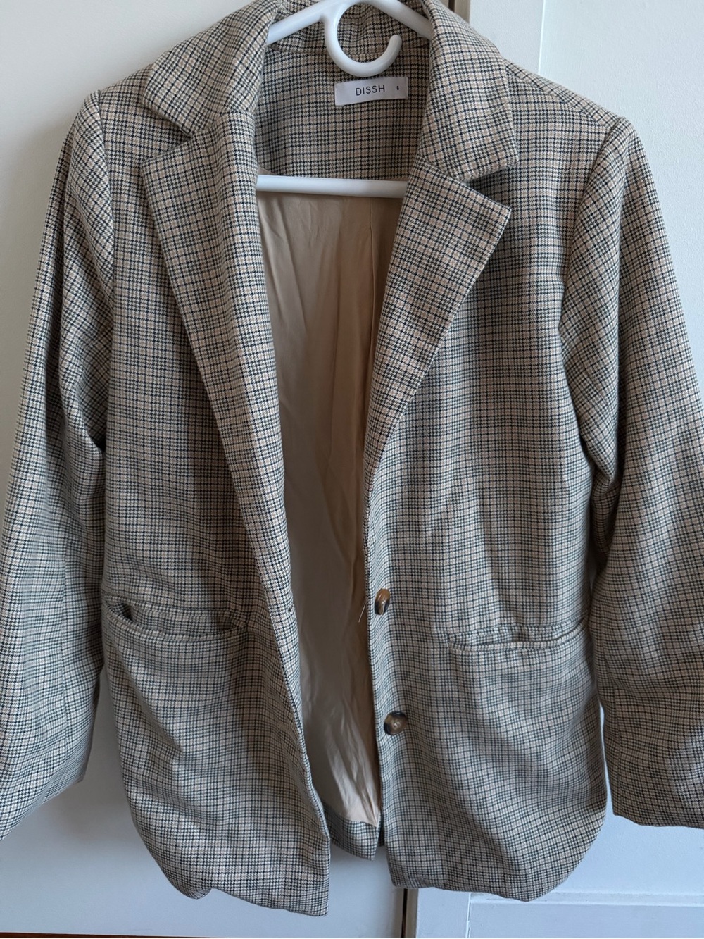 DISSH Plaid Blazer in Beige and Black